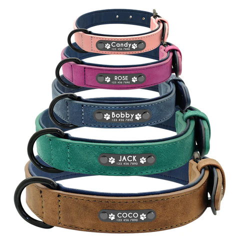 Personalized Leather Dog Collar & Leash Set